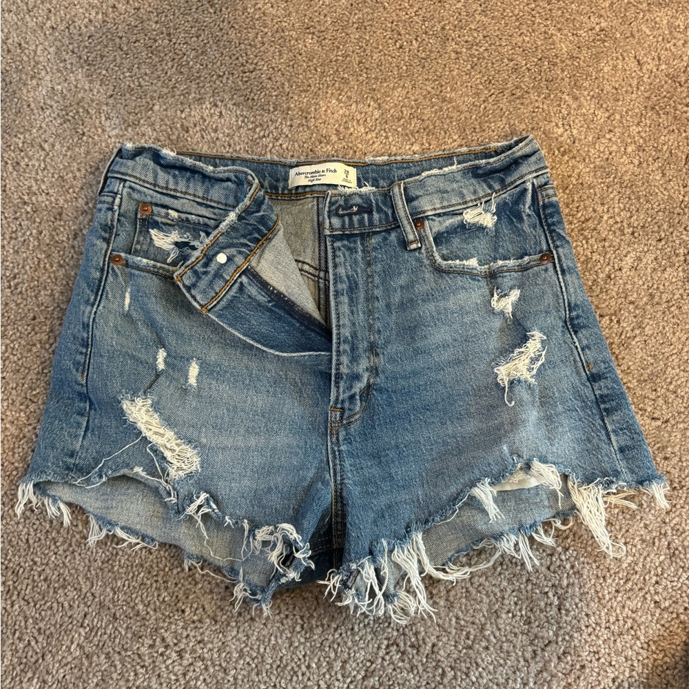 Abercrombie & Fitch Frayed Blue Jean Shorts